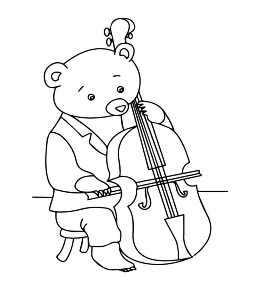 Orso Suona Il Violino Da Colorare Scarica Stampa O Colora Subito Online