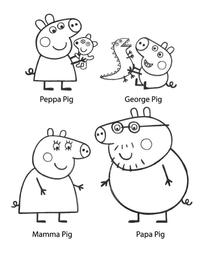 Personaggi Della Famiglia Di Peppa Pig Da Colorare Scarica Stampa O