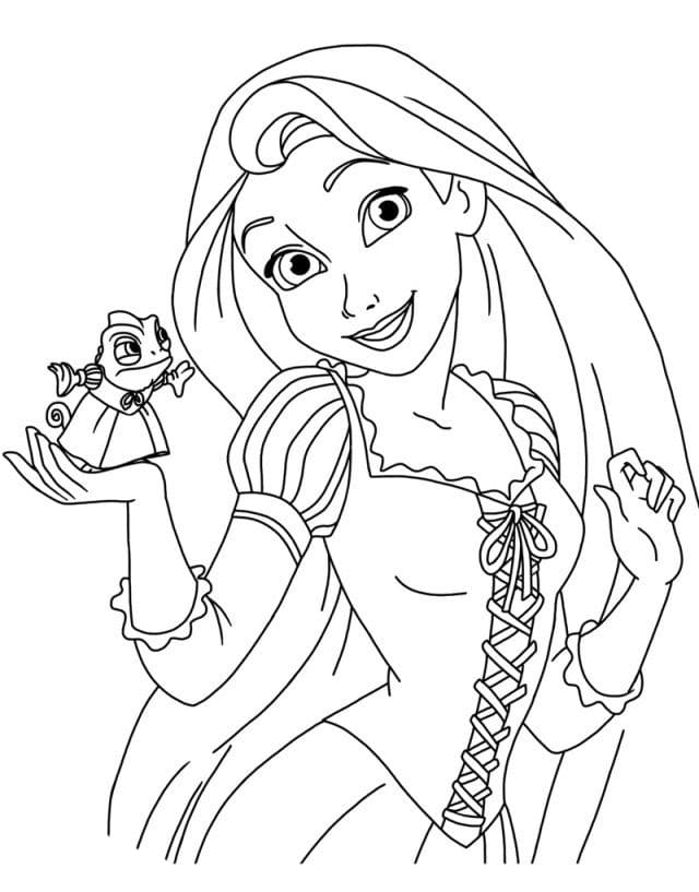 Rapunzel E Il Camaleonte Da Colorare Scarica Stampa O Colora Subito