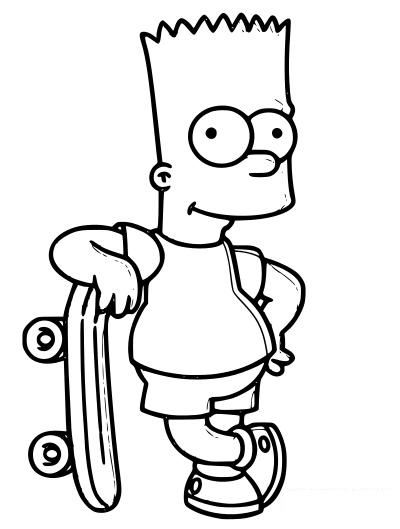 Bart Simpson With Skate Board da colorare