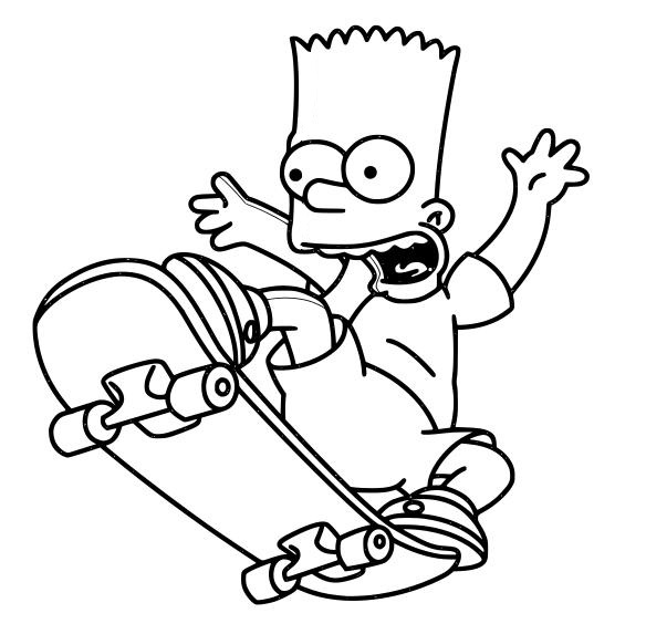 Bart Simpson Skateboarding da colorare