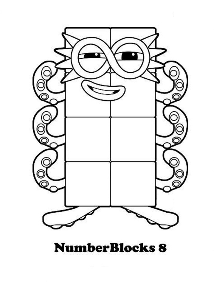 Numberblocks 8 da colorare