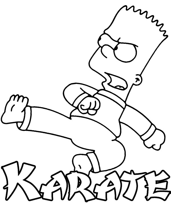 Bart Simpson Karate da colorare