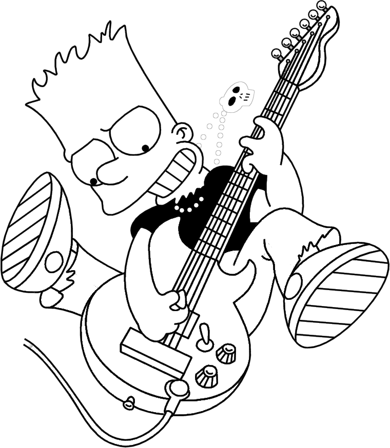 Bart Simpson Plays Guitar da colorare