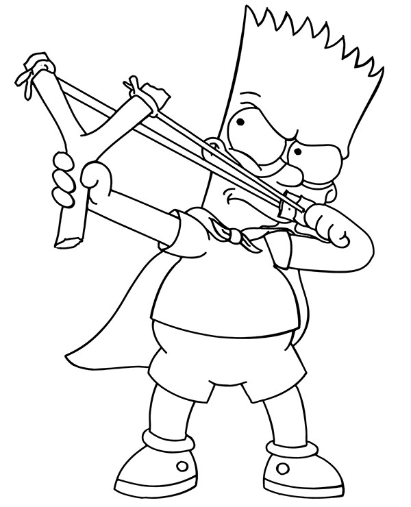 Bart Simpson with slingshot da colorare