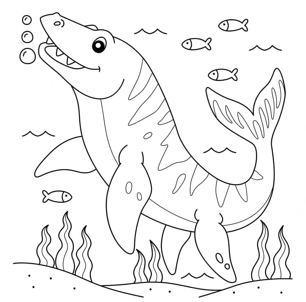 Mosasauro carino Immagine da colorare
