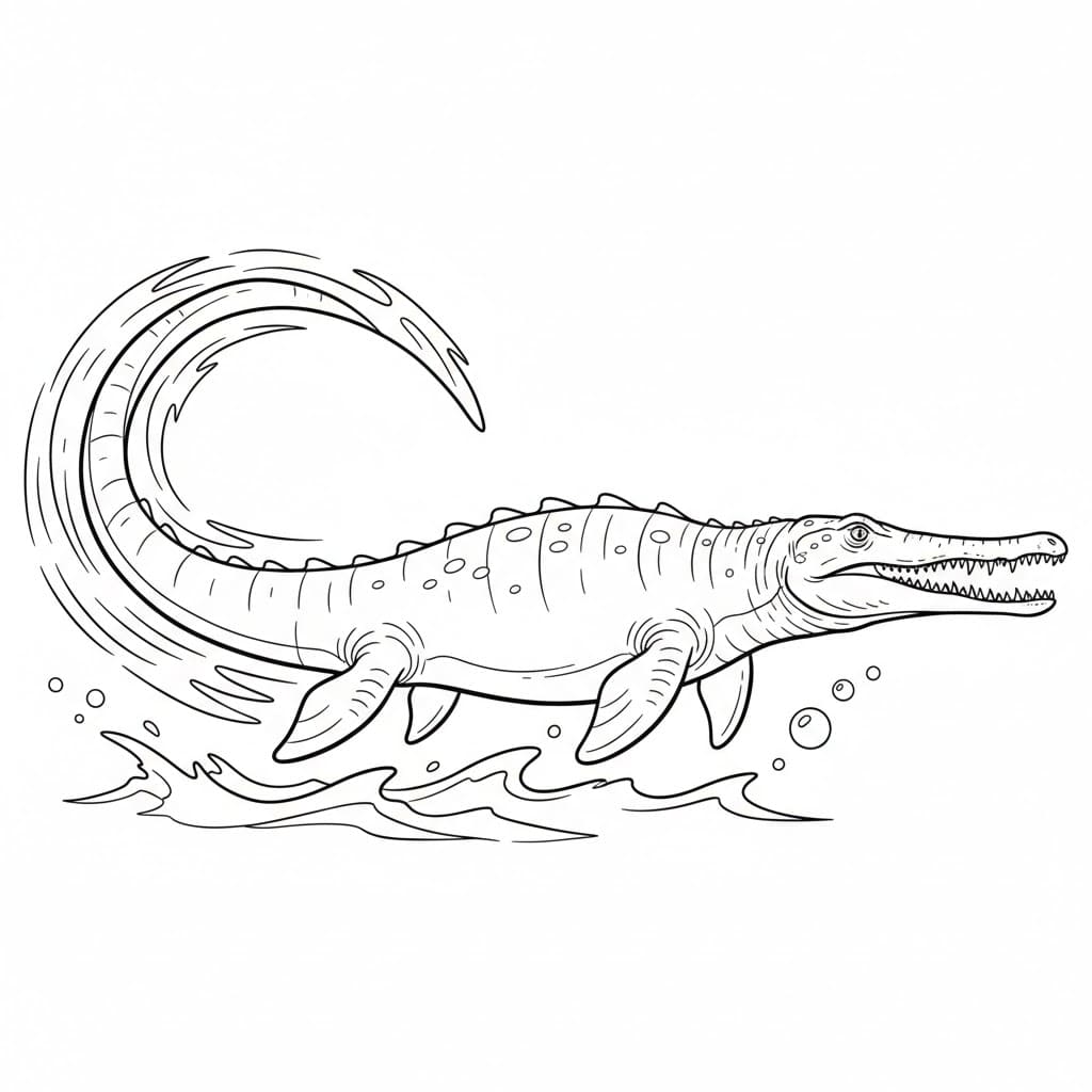 Mosasauro che nuota Immagine da colorare