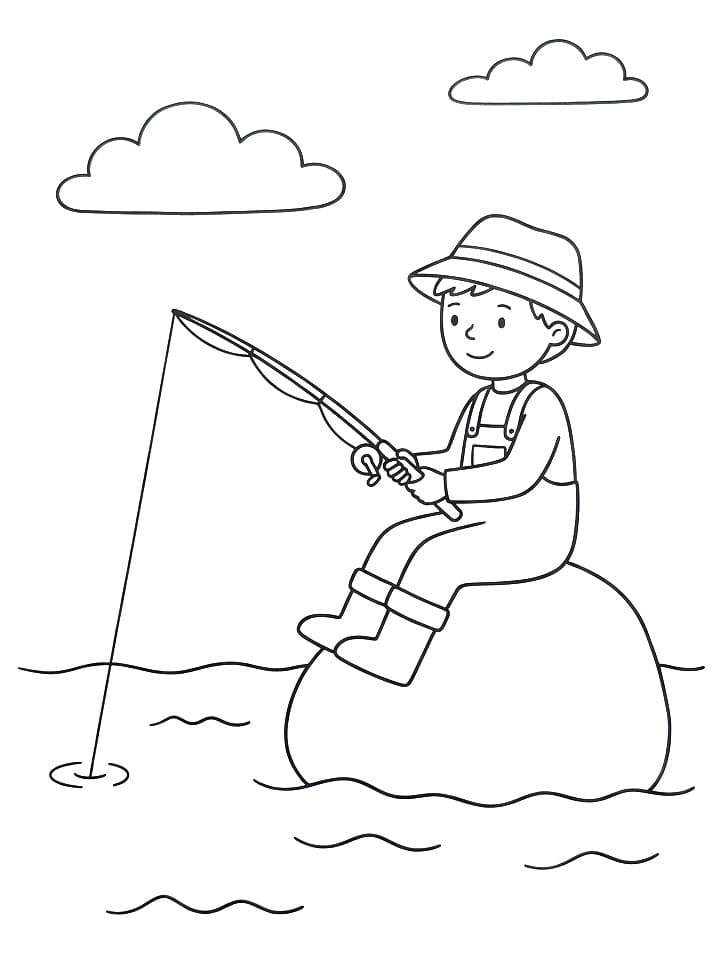 Pesca semplice felice da colorare