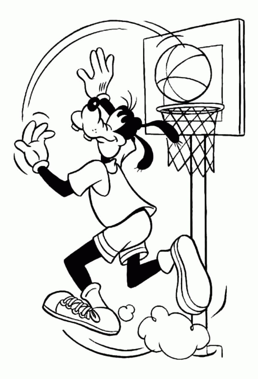 Pippo che gioca a basket gratis da colorare