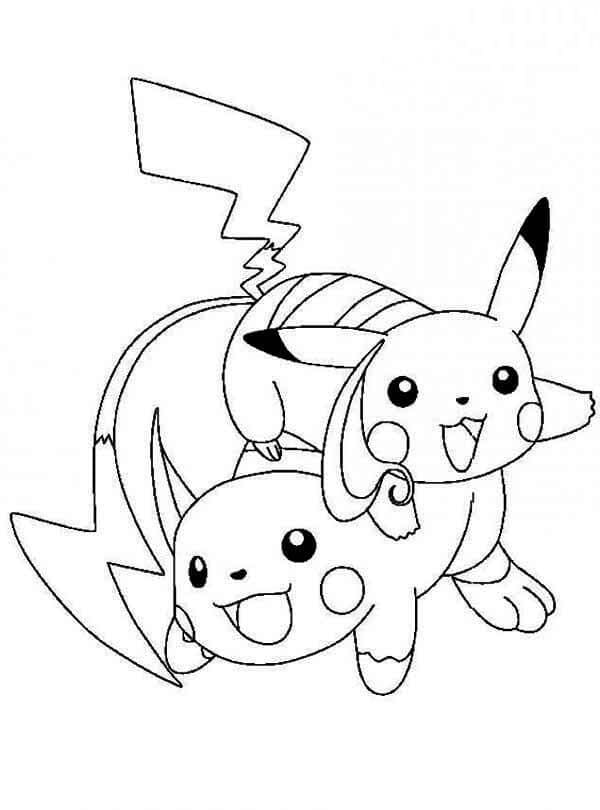 Raichu e Pikachu Immagine da colorare