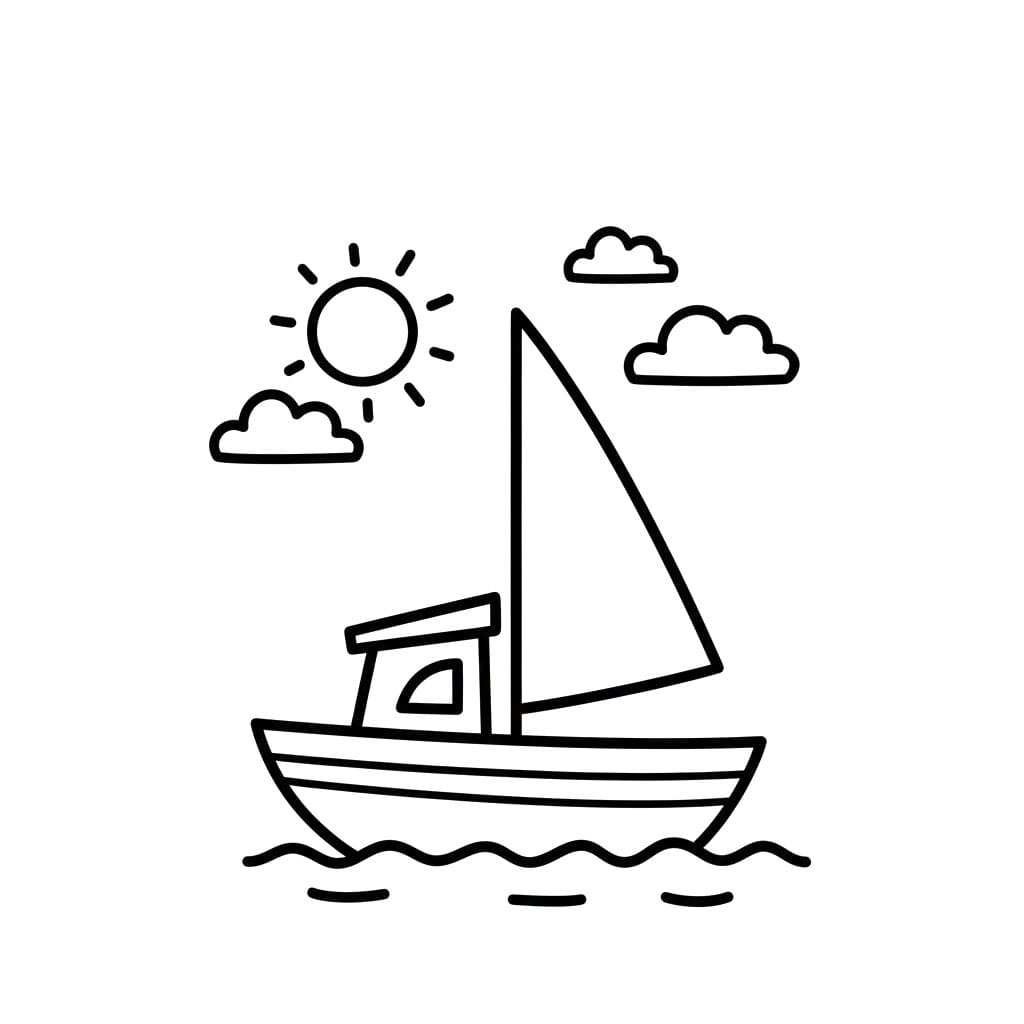 Semplice Barca a vela da colorare