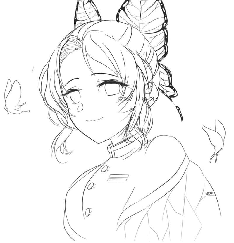 Shinobu Kocho Demon Slayer immagine da colorare