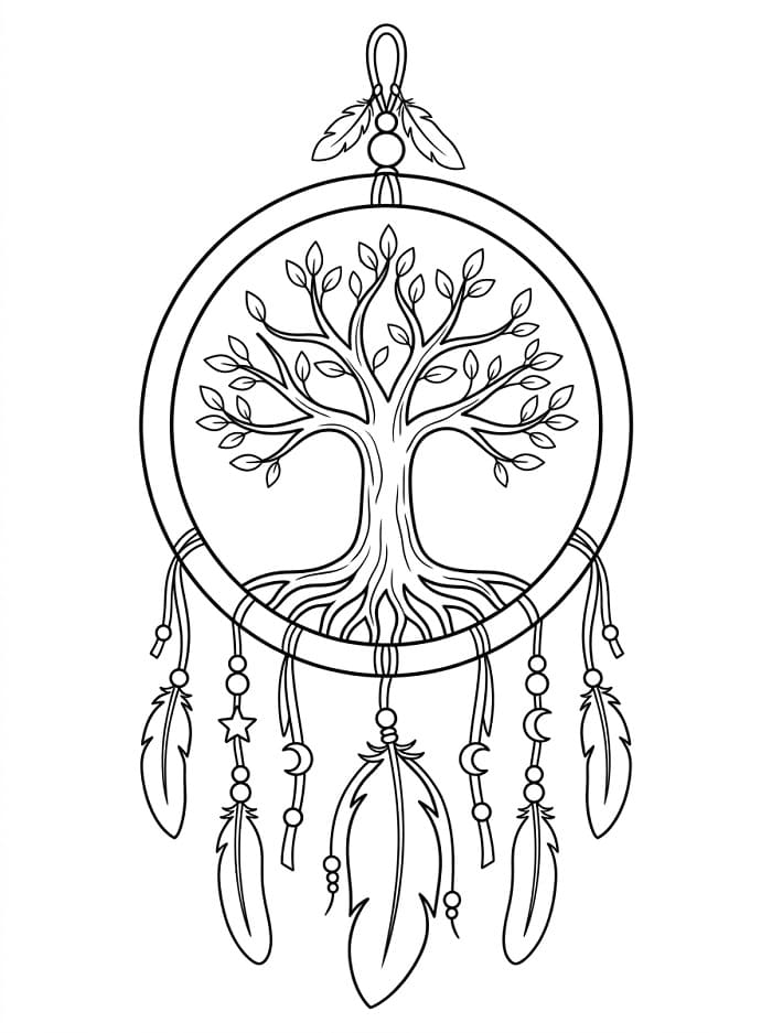 Acchiappasogni albero della vita da colorare