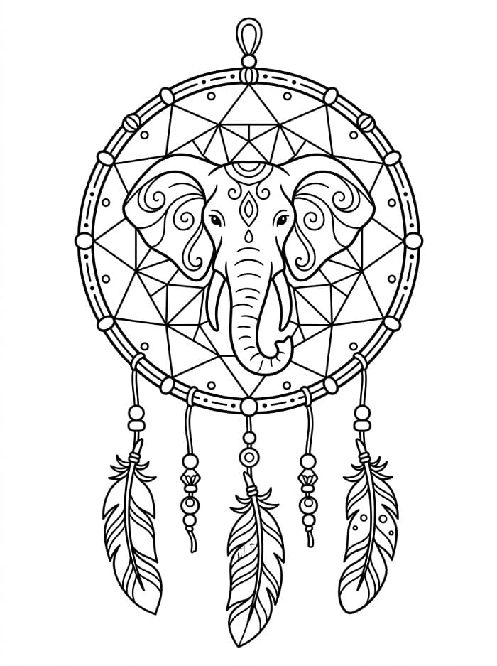 Acchiappasogni maestoso con elefante da colorare