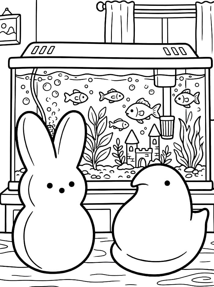 Acquario Peeps da colorare