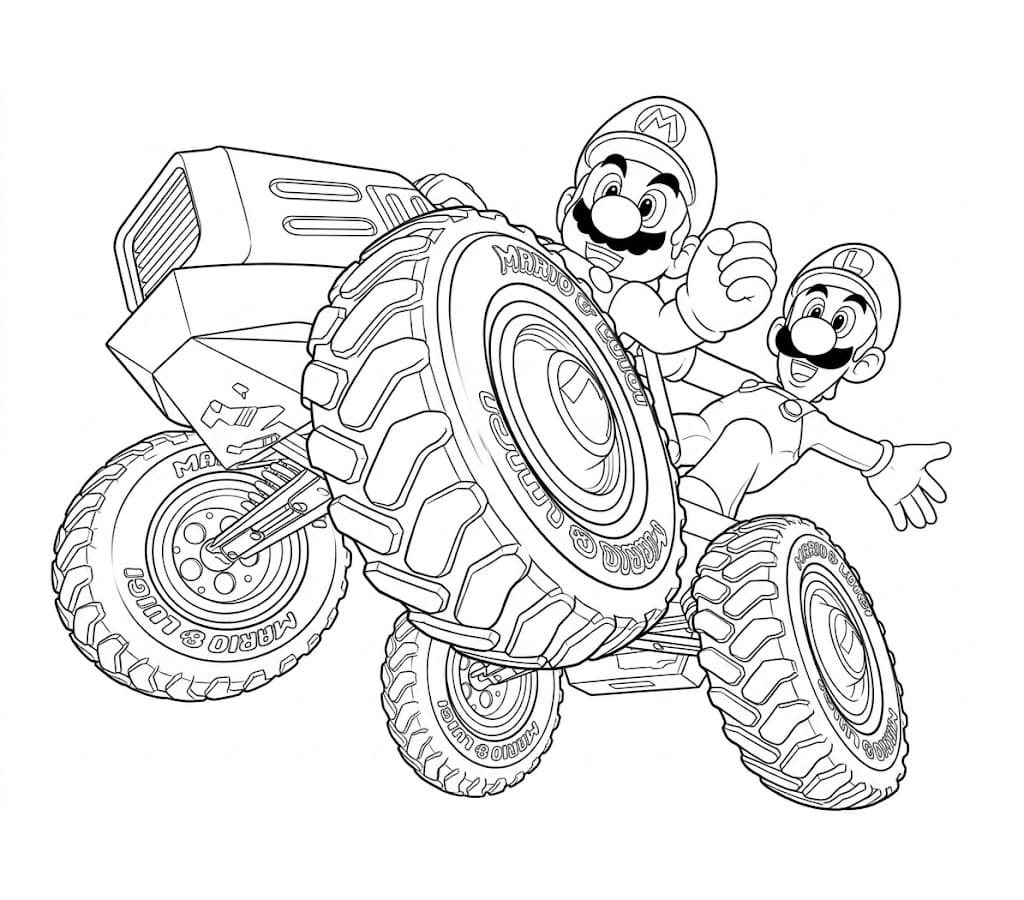 Acrobazie in Mario Kart da colorare