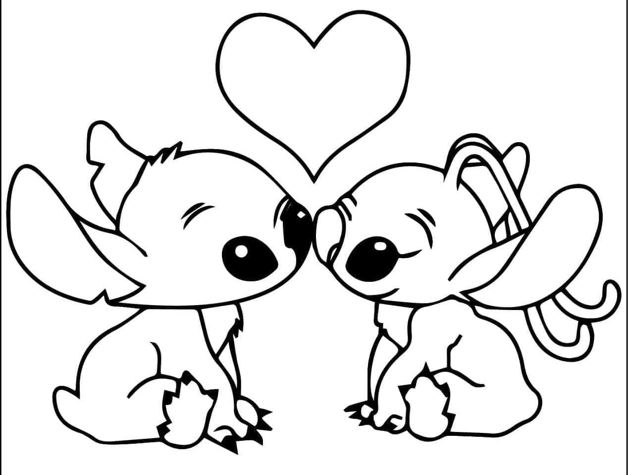 Adorabile Stitch e Angel da colorare