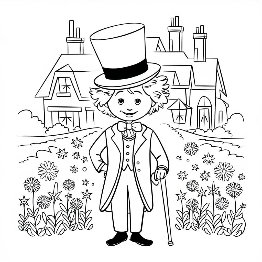 Adorabile Willy Wonka da colorare