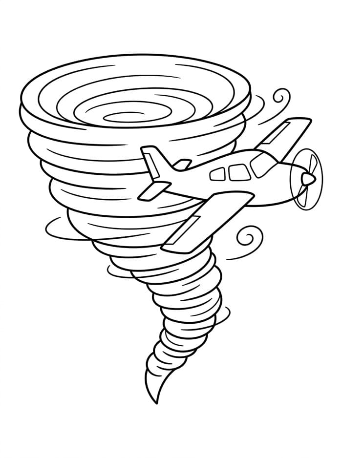 Aereo in Tornado da colorare
