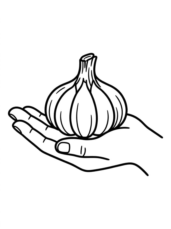 Aglio in mano da colorare