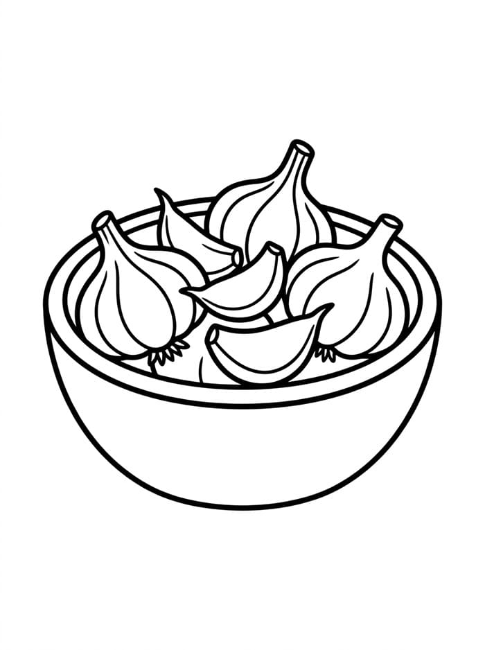 Aglio in una ciotola da colorare