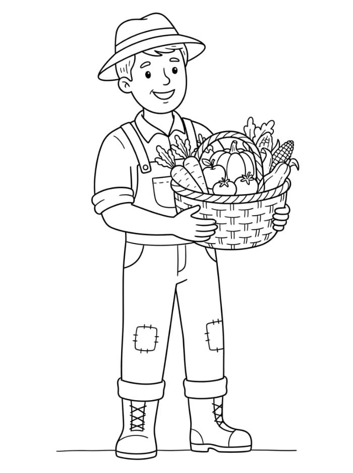 Agricoltore sorridente da colorare