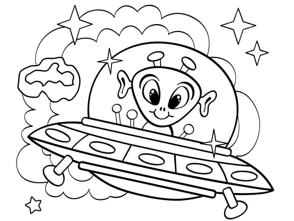 Alien carino da stampare da colorare