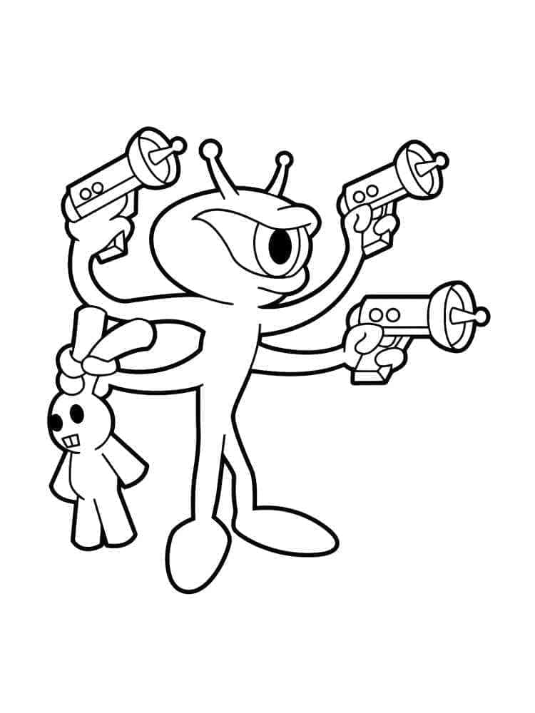 Alien con armi da colorare