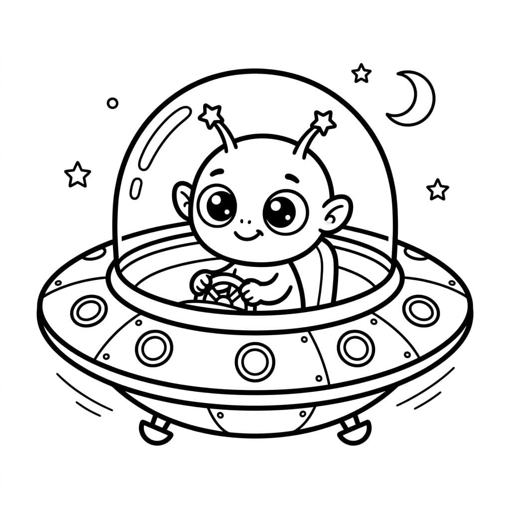 Alieno nell'UFO da colorare