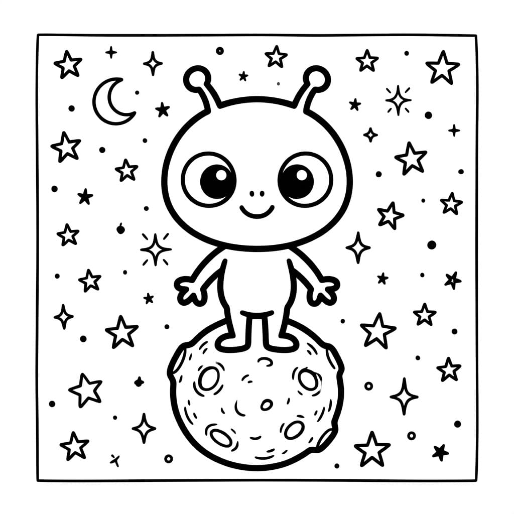 Alieno sulla Luna da colorare