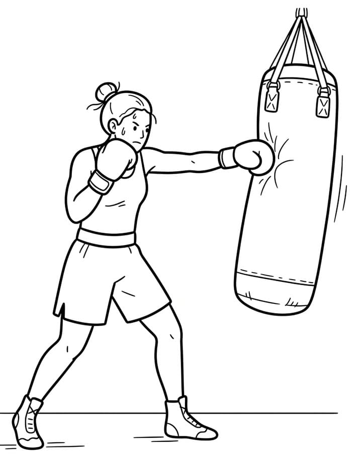 Allenamento di pugilato da colorare