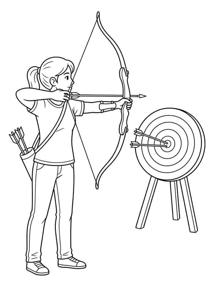 Allenamento per giovani arcieri da colorare