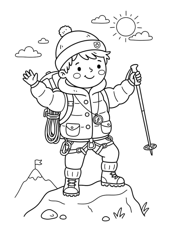 Alpinismo carino da colorare