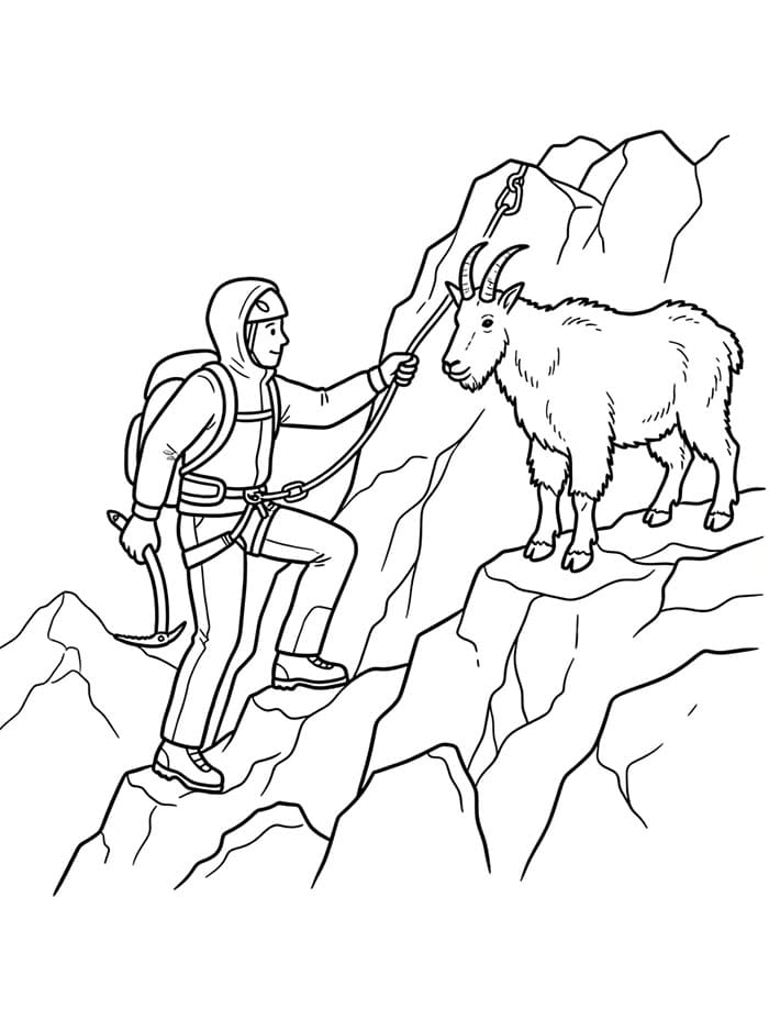 Alpinismo con una capra da colorare