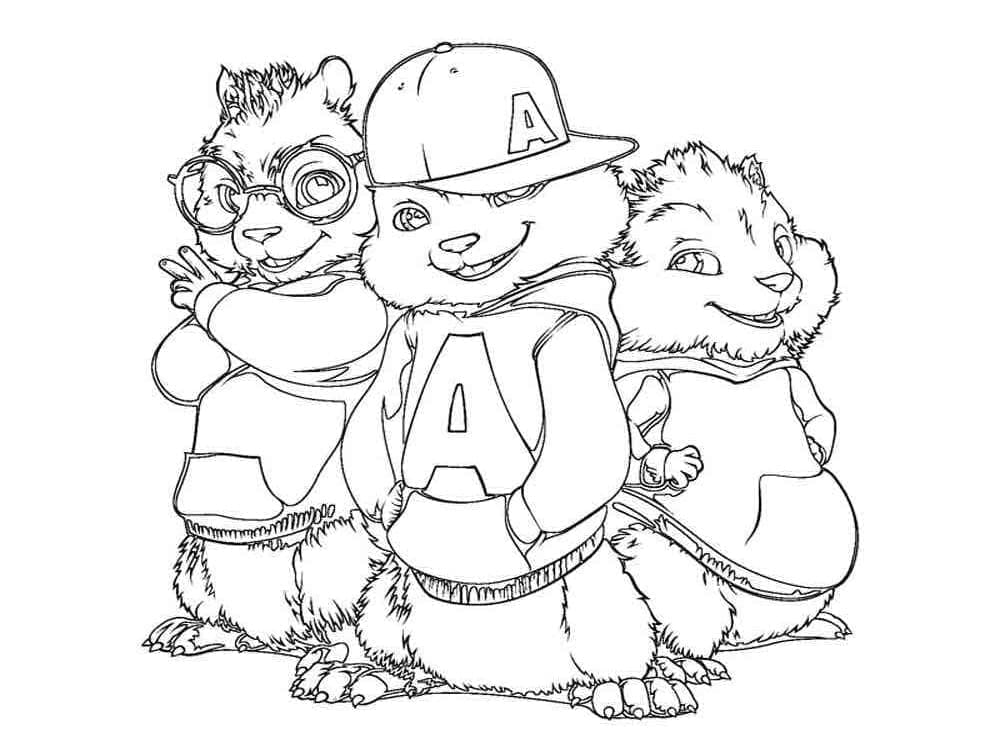 Alvin, Simon e Theodore da colorare