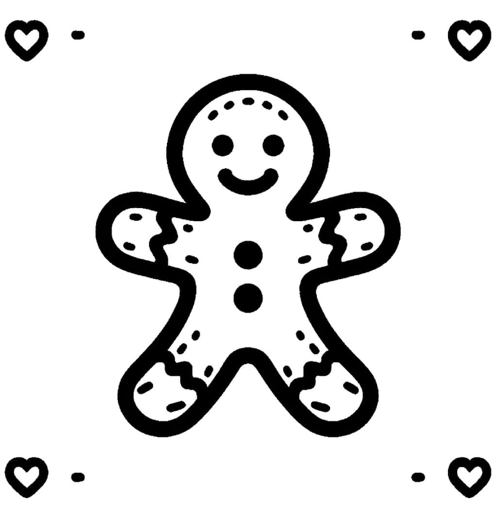 Amore per l'omino di pan di zenzero da colorare