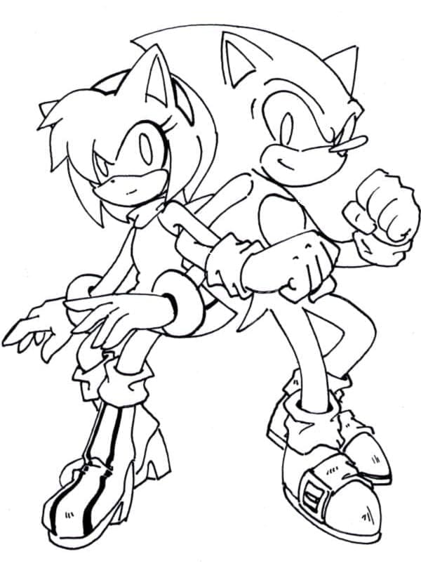 Amy Rose con Sonic da colorare