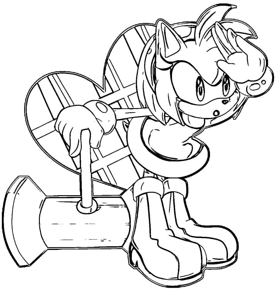 Amy Rose curiosa da colorare