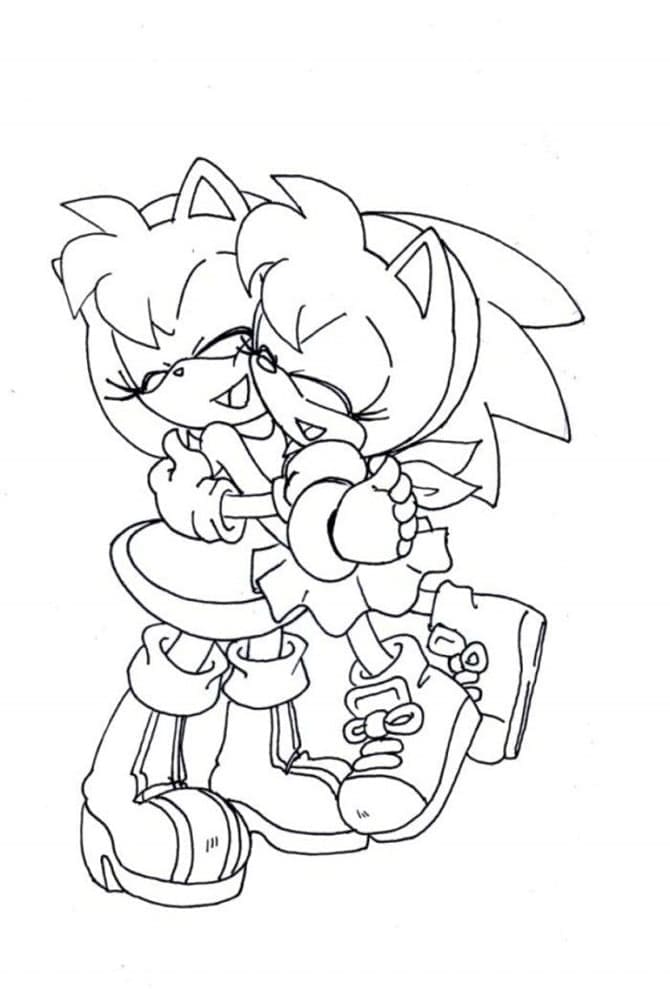 Amy Rose e Sonic da colorare