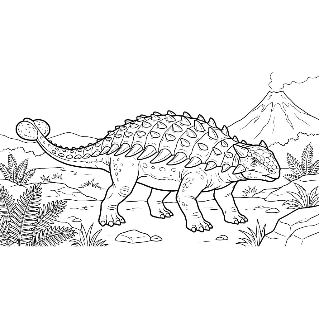 Anchilosauro che cammina da colorare