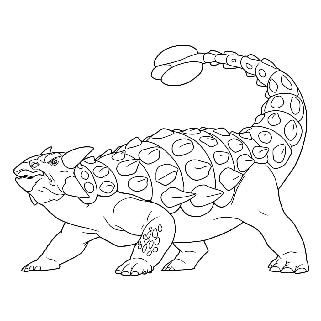 Anchilosauro con grande coda da colorare