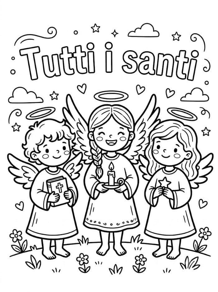 Angeli per Tutti i santi da colorare