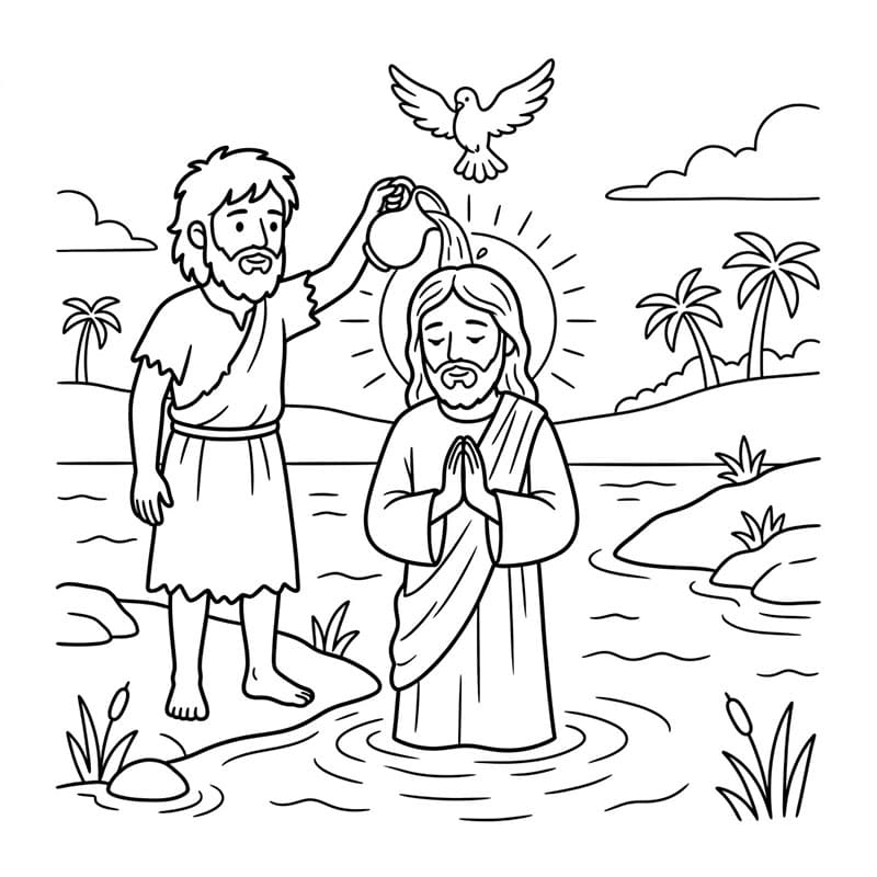 Antico Battesimo in Acqua da colorare