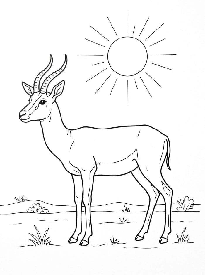Antilope all'alba da colorare
