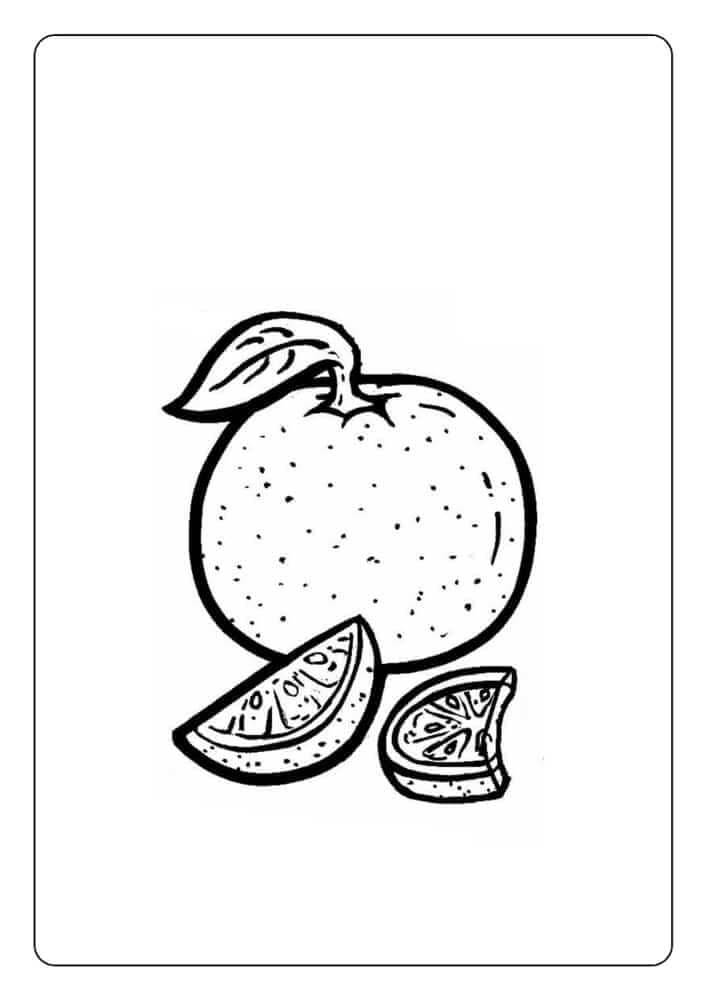 Arancia e due fette d'arancia da colorare