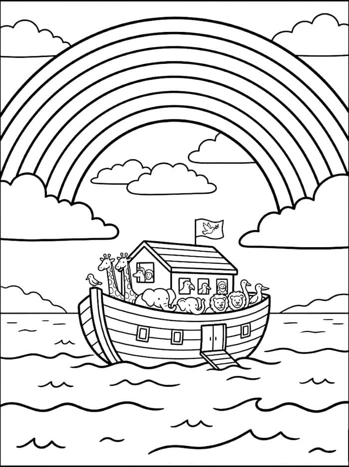 Arca di Noè grande arcobaleno da colorare
