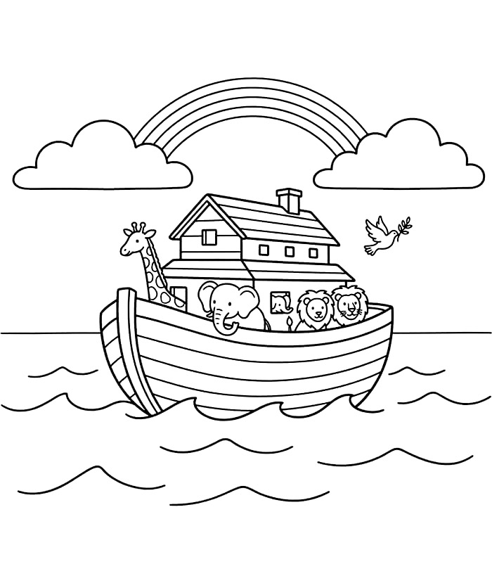 Arca di Noè in mare da colorare