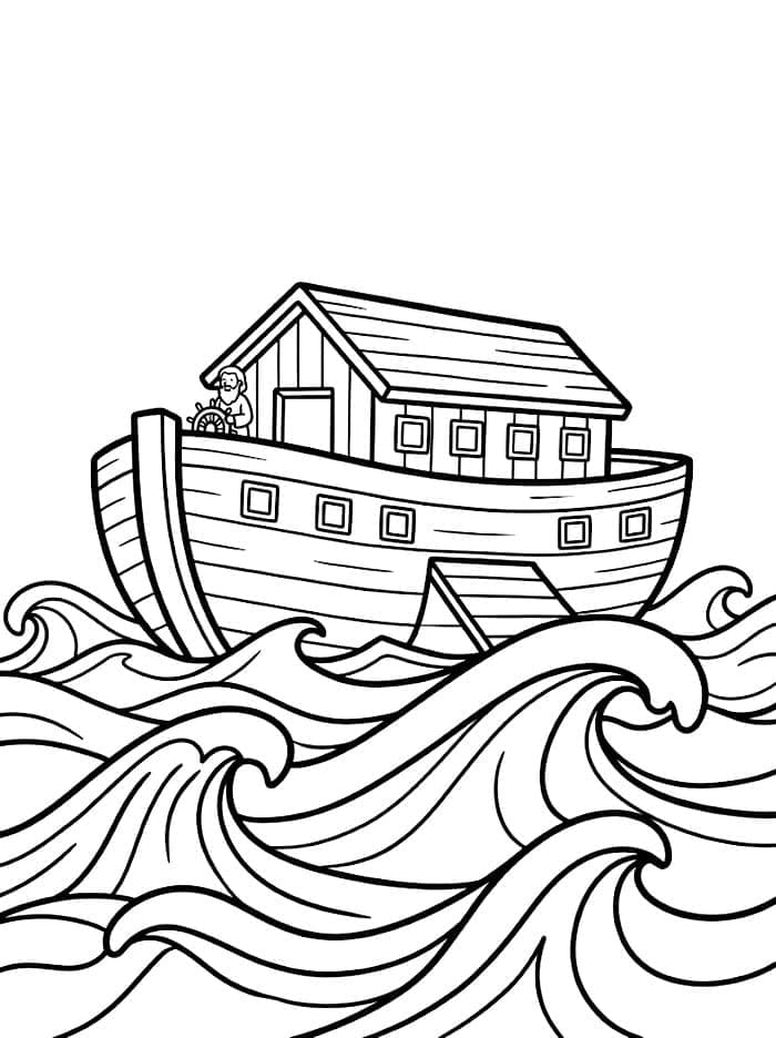 Arca di Noè sulle onde da colorare