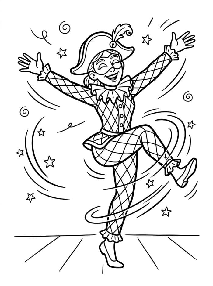 Arlecchino che Danza da colorare