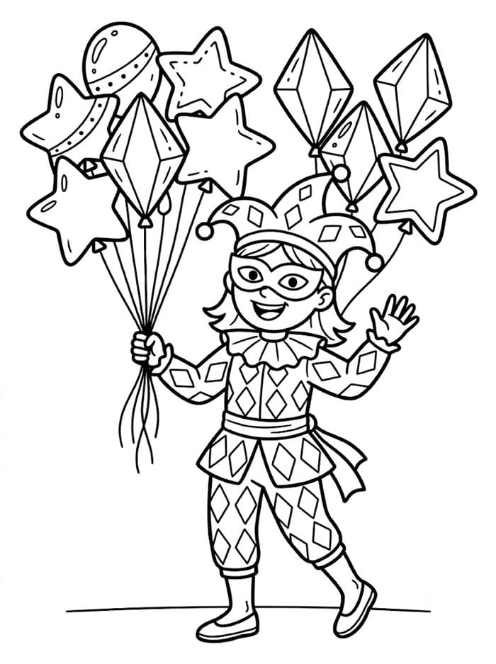 Arlecchino con i Palloncini da colorare